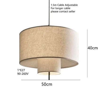 Beige linen tiered pendant lights by decorbites bohemia wabi with 1.5m adjustable cable for dining room decor