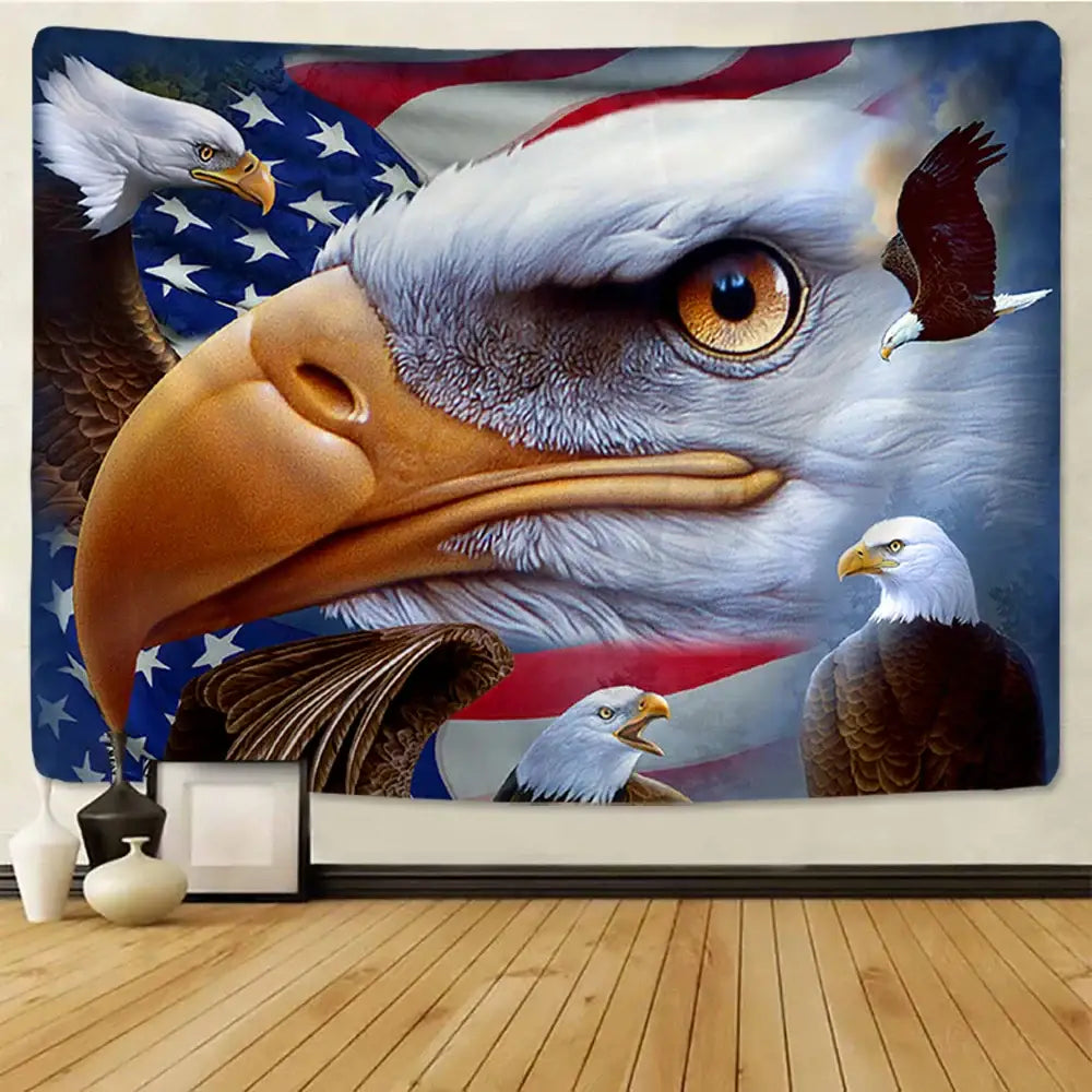 Bohemian sun moon american eagle flag wall hanging tapestry with colorful eagles and american flag decorbites bohemian sun