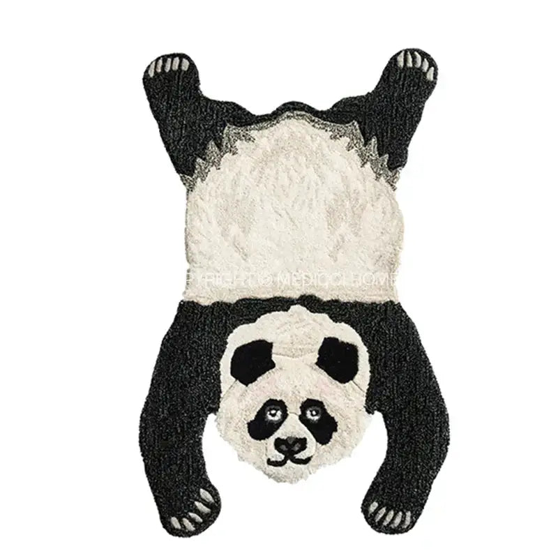 Plush black and white boho black bear rug with floral embroidery and textured fluffy surface for bedroom decorbites decor