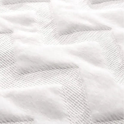 Boho chic white faux fur chevron pillow cover with white textured fabric and subtle woven pattern for decorbites decor