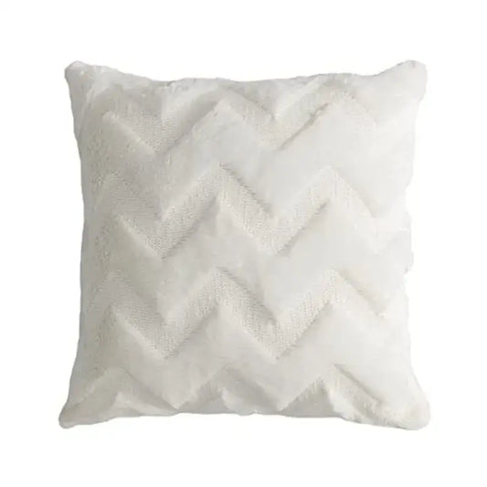 White faux fur throw pillow cover with textured chevron pattern boho chic pillow for bedroom decorbites decor