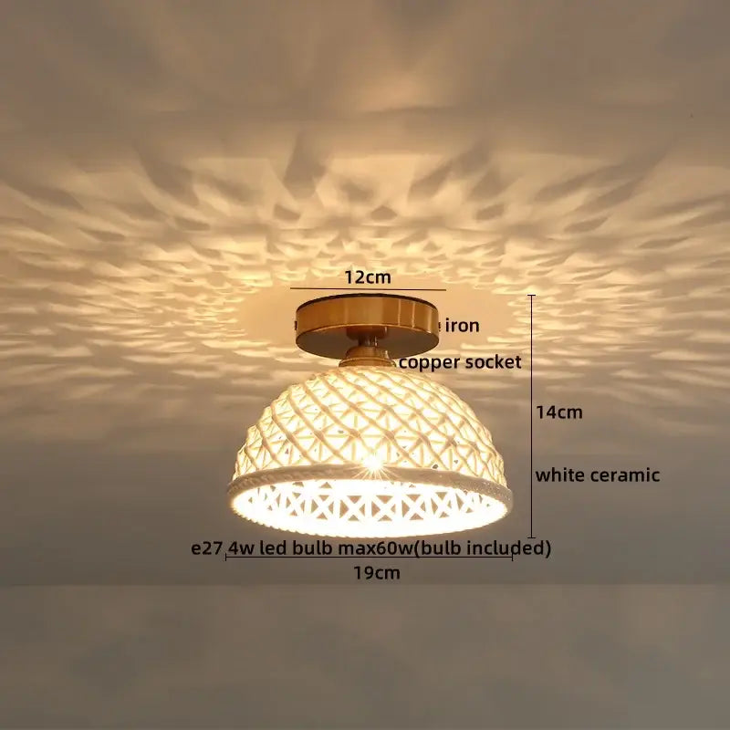 White ceramic pendant light with woven lattice design and brass iron mounting for wood led ceiling bedroom decorbites copper wood
