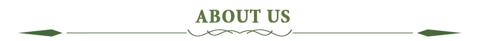 Green decorative banner with about us text flanked by arrow embellishments for bonsai plant pot flowerpots para plantas