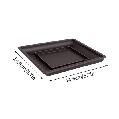 Black rectangular matte plastic plant pot with smaller inset tray for bonsai succulents and outdoor garden use para plantas