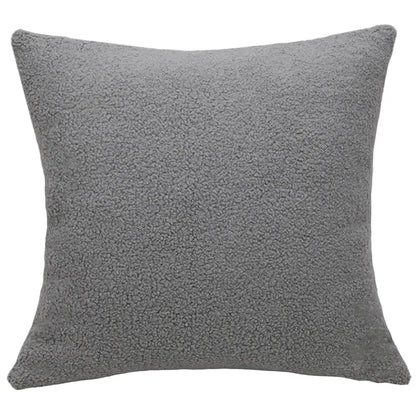 Gray faux fur boucle teddy throw pillow with soft textured surface for living room decorbites boucle teddy set