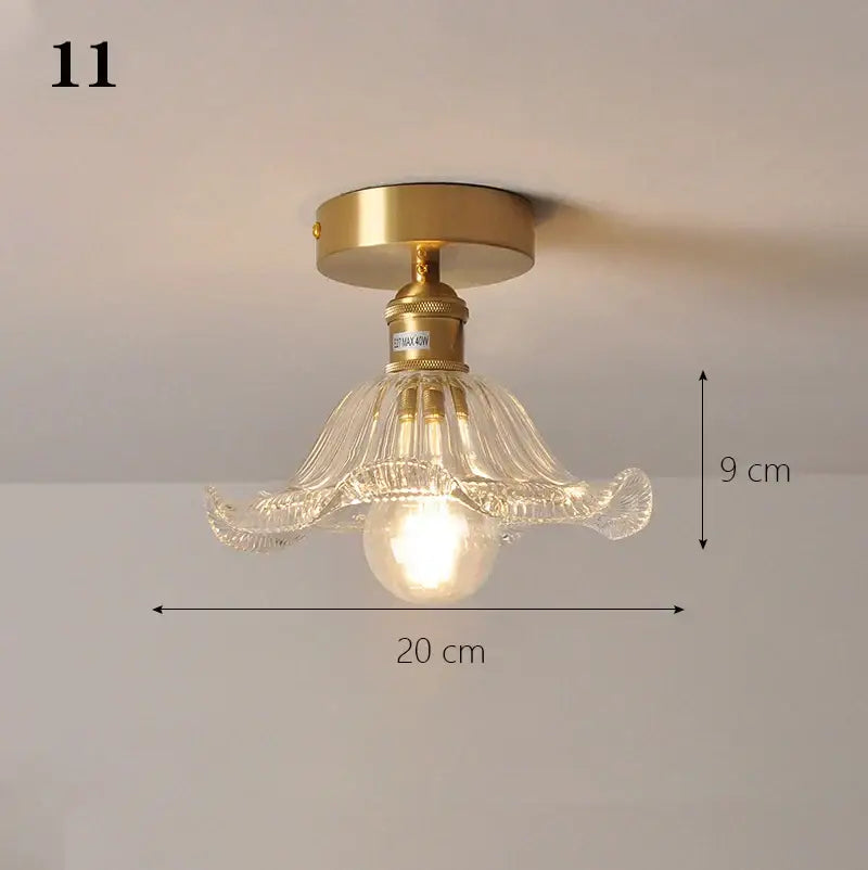 Brass glass shade pendant ceiling lamp with clear fluted glass shade pendant and brass mounting for kitchen lights