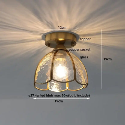 Vintage-style brass red butterfly glass led ceiling light with copper frame and textured petal-shaped shade for decorbites butterfly glass decor