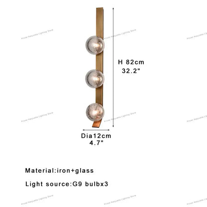 Modern bronze bubble glass wall sconce lamps featuring three spherical glass globes ideal for bedroom lighting