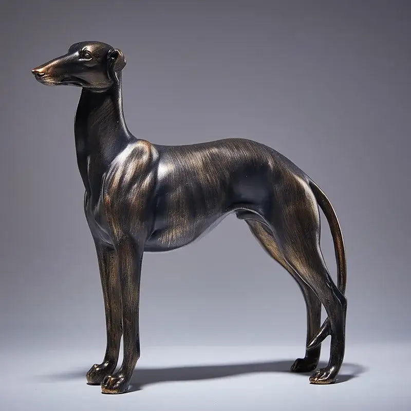 Bronze decorbites greyhound dog figurine with sleek sculpted design and polished metallic finish for living room decor