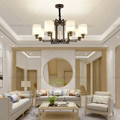 Black metal chandelier with white cylindrical shades bronze high jump floor hollow chandelier for duplex living room decorbites high jump