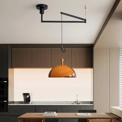 Brown Acrylic Pendant Light With Dark Wood Accent - Decorbites