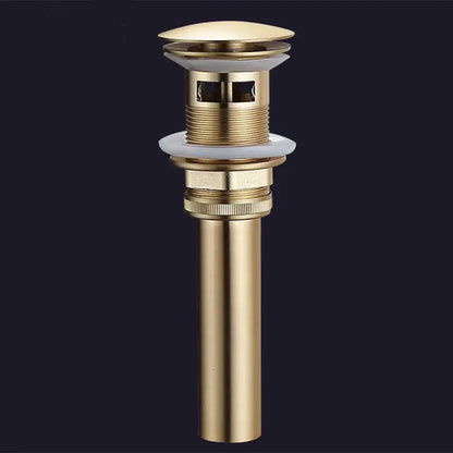 Brushed gold and white ceramic bathroom sink drain assembly kit featuring a sleek gold-colored brass drain assembly