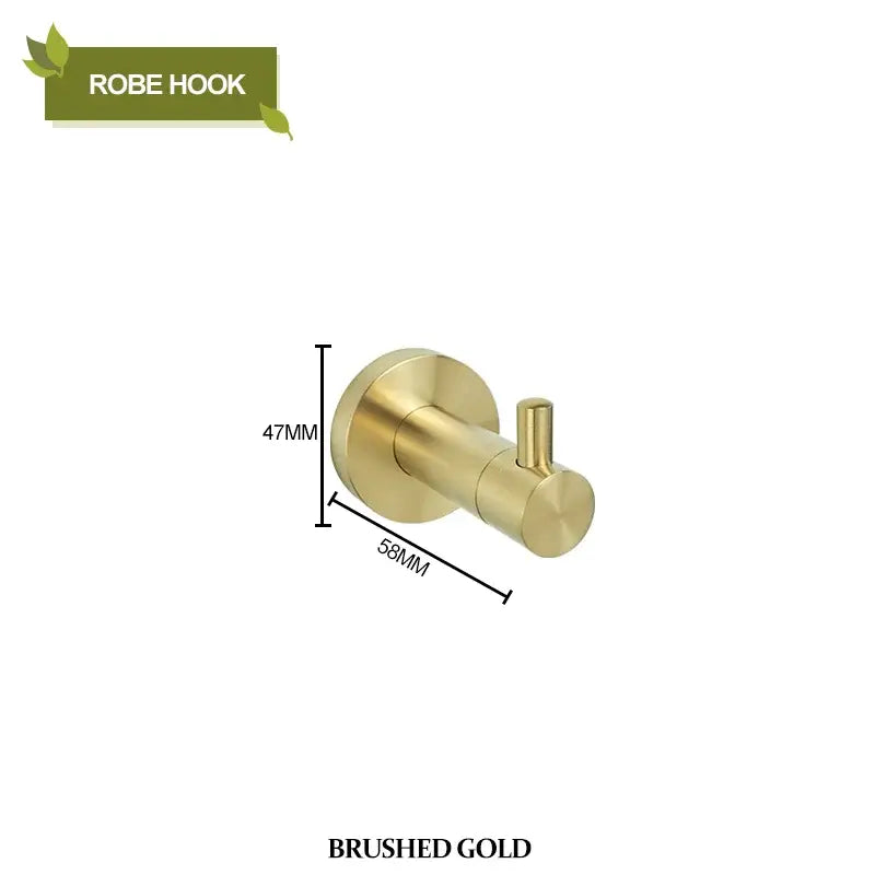 Brushed gold robe hook with sleek modern design and rounded edges from decorbites brushed gold bathroom pendant set