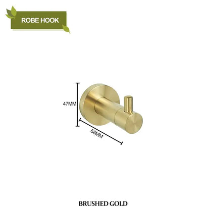 Brushed gold robe hook with sleek modern design and rounded edges from decorbites brushed gold bathroom pendant set