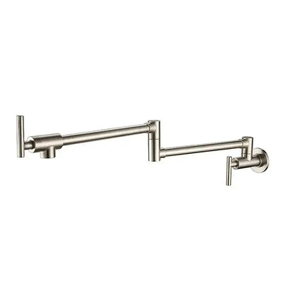 Brushed gold foldable pot filler faucet with stainless steel adjustable filler faucet and separate hot and cold handles