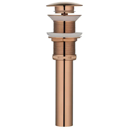 Brushed gold pop-up drain stopper 2-pack with copper-toned metal, sleek cylindrical body, and ridged design for bathroom sinks