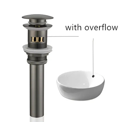 Matte black metal pop-up drain stopper with overflow feature for bathroom sink drain stopper 2-pack set