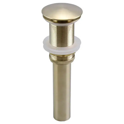 Brushed gold pop-up drain stopper 2-pack with sleek cylindrical design and threaded body for bathroom sink drains