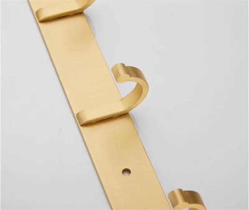 Brushed gold wall-mounted brass robe hooks with five sleek modern hooks for kitchen decorbites brushed gold rack