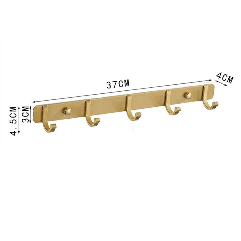 Brushed gold robe hooks 5 hook kitchen wall rack with sleek modern design and gold-colored metal construction by decorbites