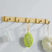 Brushed gold metal wall-mounted robe hooks rack with five hooks for kitchen or bathroom decorbites brushed gold