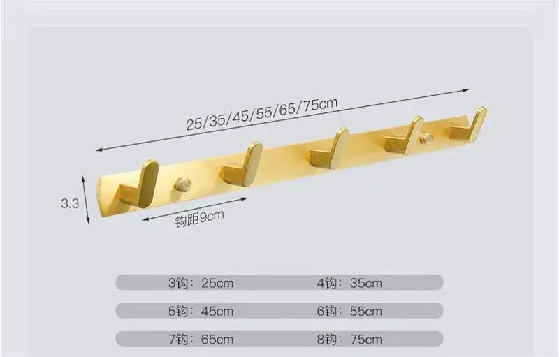 Brushed gold metal wall-mounted robe hooks with five sleek hooks for bathroom and kitchen decorbites brushed gold hardware