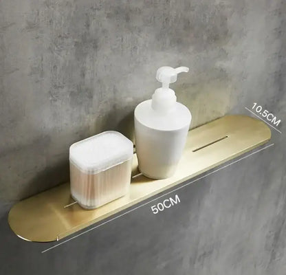 Brushed gold stainless steel bathroom storage rack with mirror front and sleek modern design for bathroom storage