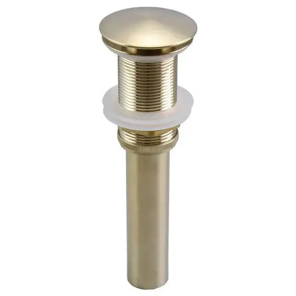 Brushed gold brass-finished cylindrical bathroom sink drain with rounded top for decorbites basin faucet installation