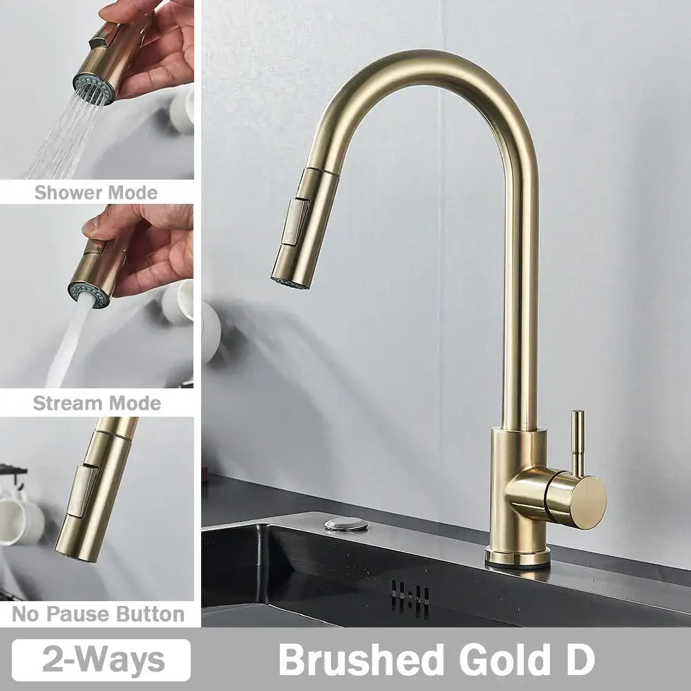 Brushed nickel kitchen faucet with a sleek curved spout and flexible pull down sprayer decorbites brushed nickel