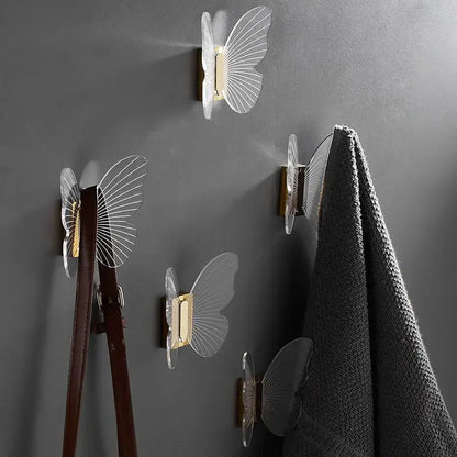 Transparent acrylic butterfly towel hook with gold-toned metal base decorbites butterfly acrylic bathroom wall mount holder