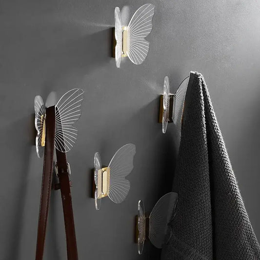 Transparent acrylic butterfly towel hook with gold-toned metal base decorbites butterfly acrylic bathroom wall mount holder