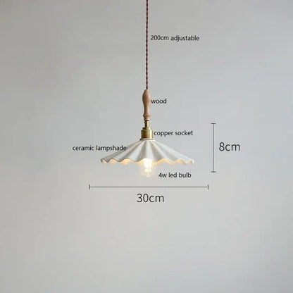 White delicate butterfly ceramic led pendant lamp with fluted design wooden handle and copper socket decorbites butterfly ceramic