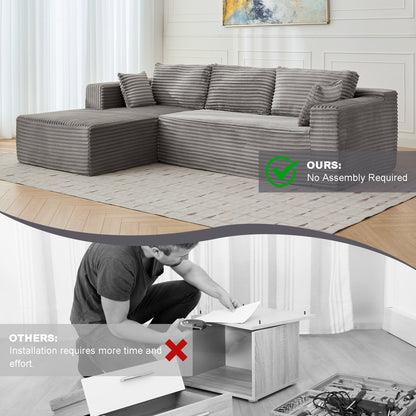 L-förmiges Kompressions-Sofabett mit Nesselstoffbezug - Umwandelbare Sektionale Sofa, ausklappbare Boden-Couch-Schlafcouch, platzsparende flanellartige Lounge für kleine Wohnungen, Wohnzimmer & Spielzimmer OHNE TUME