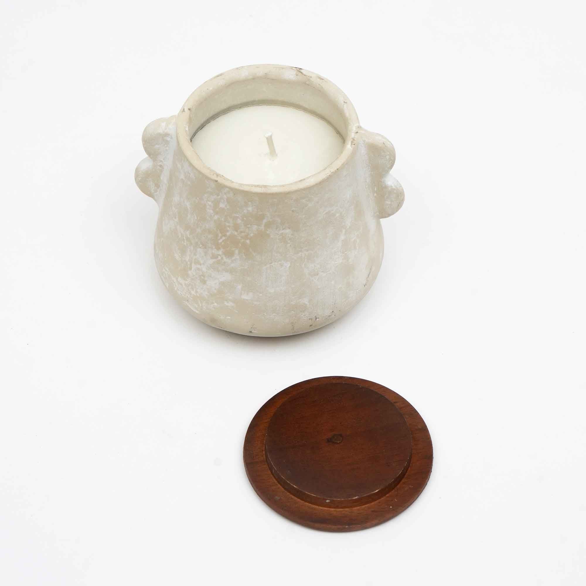 Glas-Duftkerze Ecomix-Wachsfüllung mit Holzkappe - Vanille Lavendel, 8oz