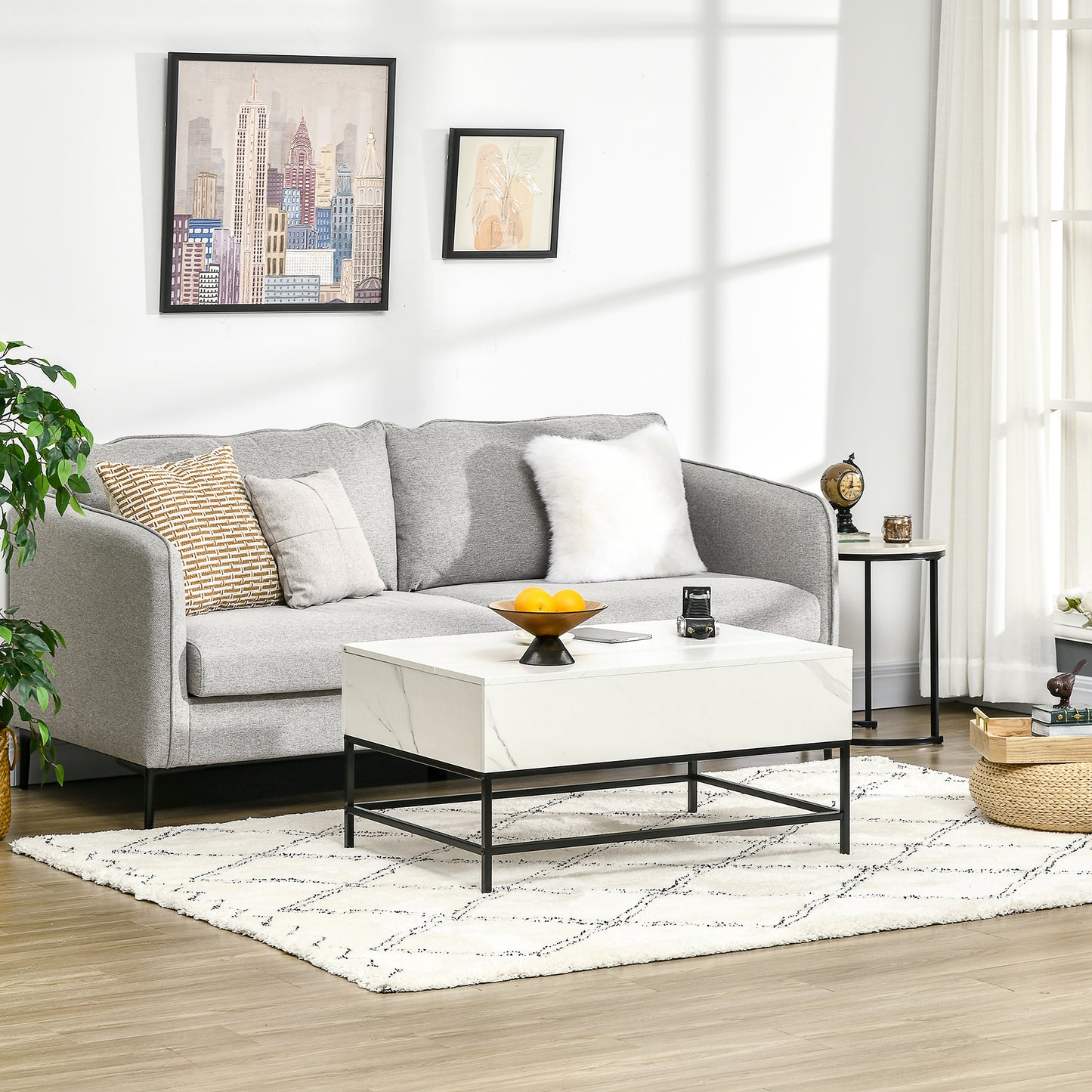 Modern Lift Top Coffee Table with Hidden Storage Compartment and Legs