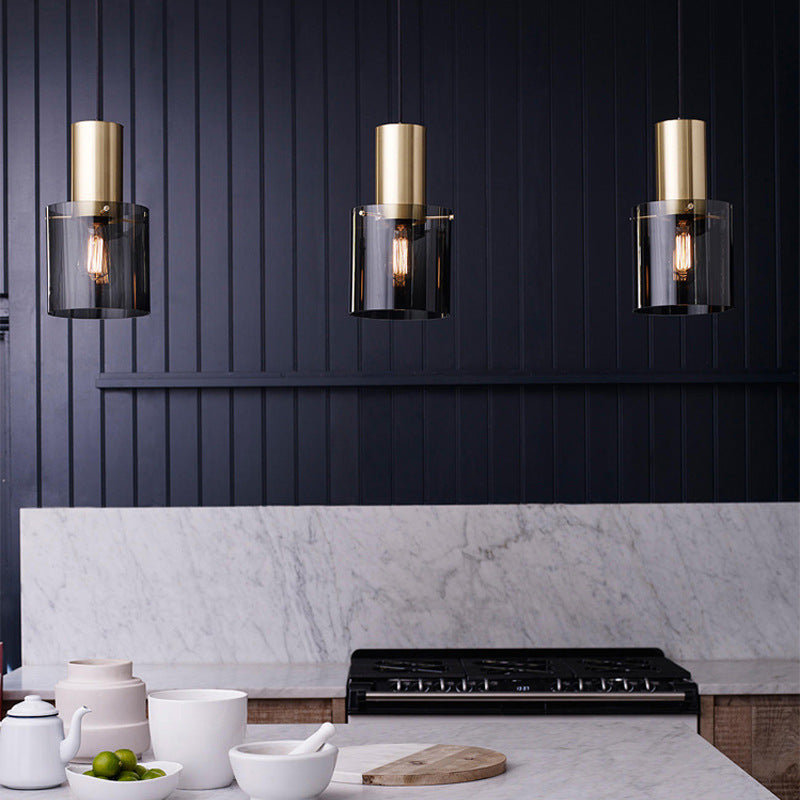 Electroplating Smoky Glass Bar Small Chandelier Bedside Lamp