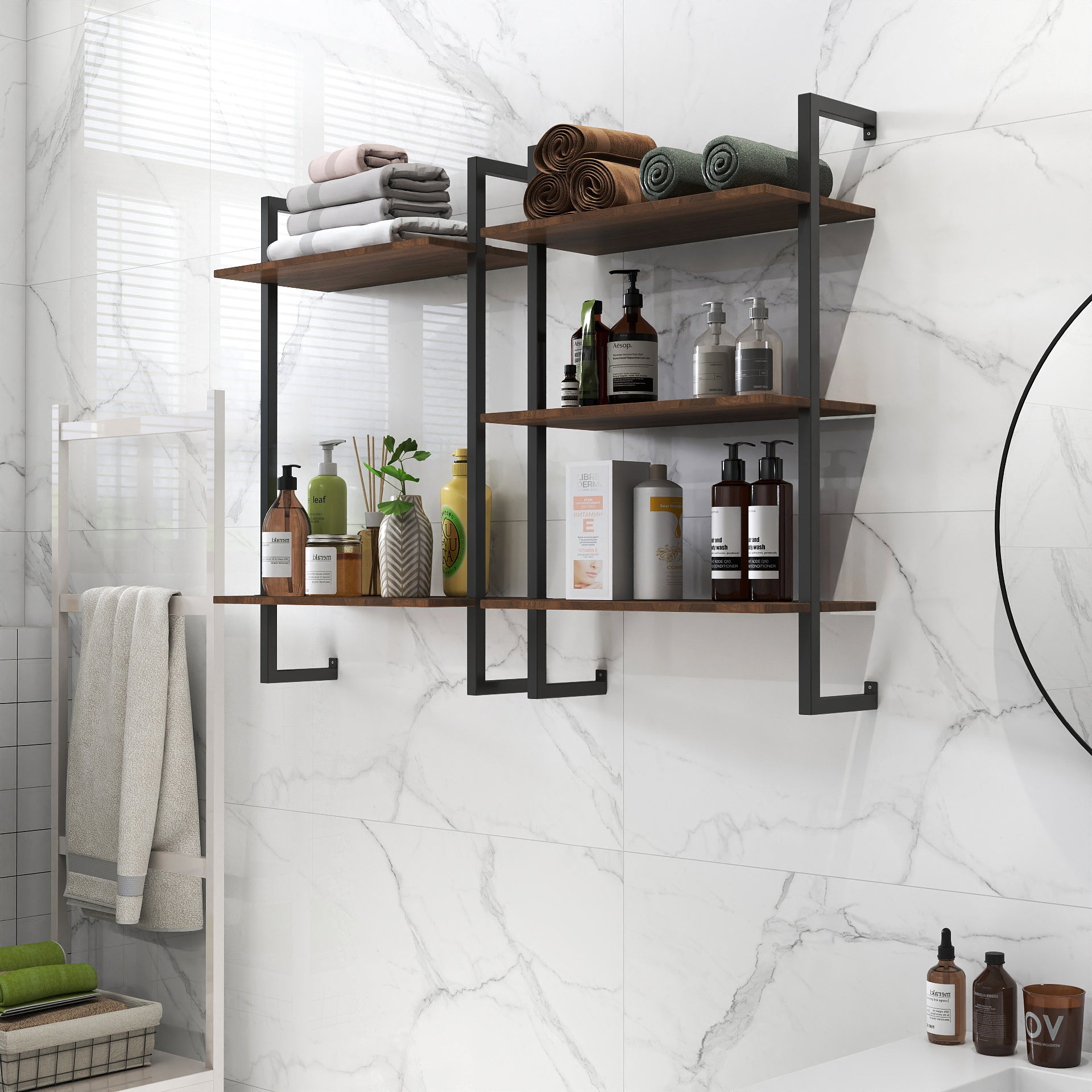 Metal Wood Hanging Shelves