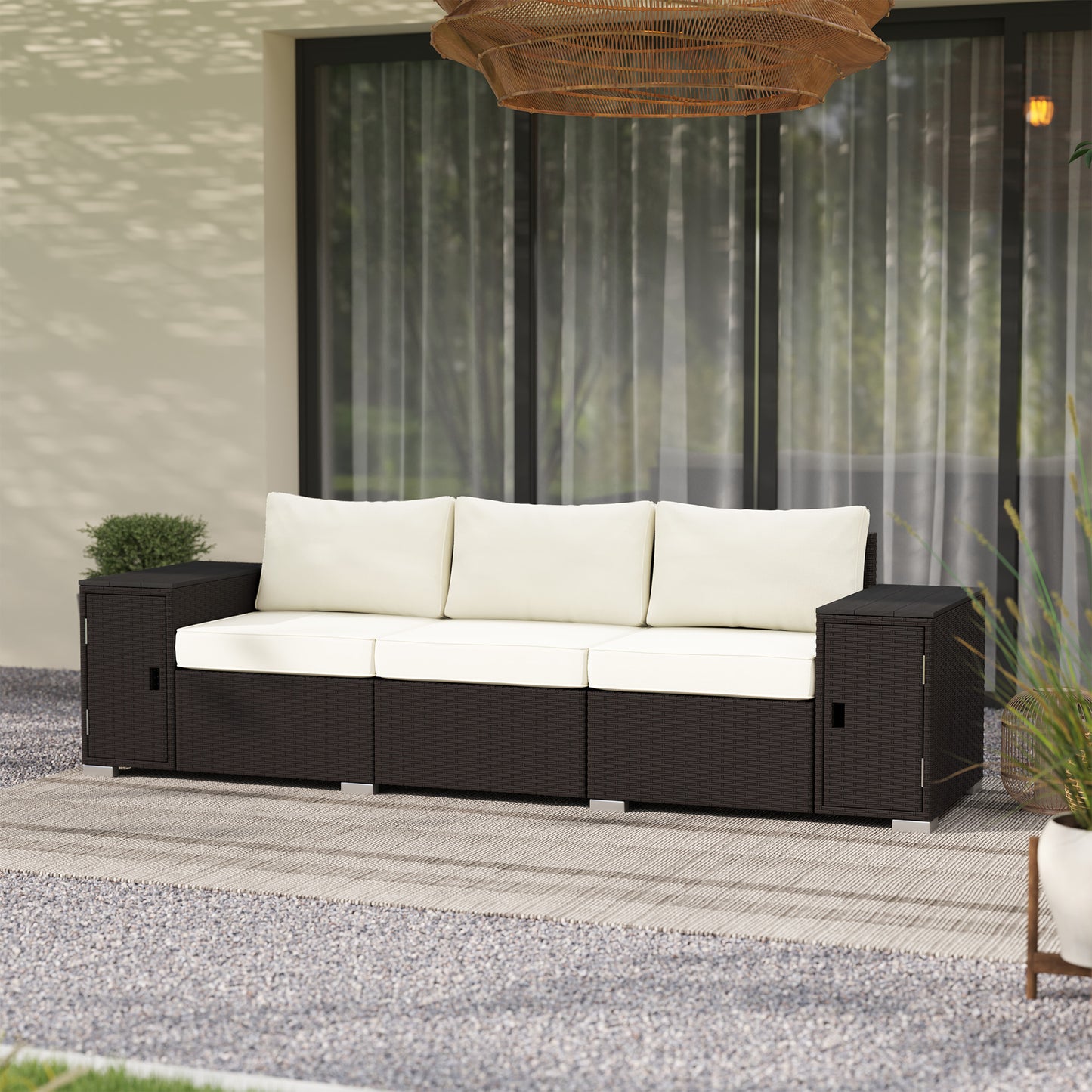 3-Sitzer-Außenliege-Patio-Sofa mit Stauraum
