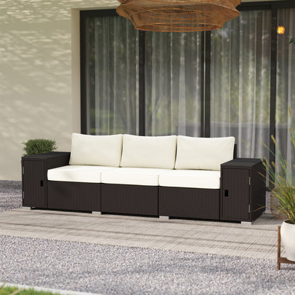 3-Sitzer-Außenliege-Patio-Sofa mit Stauraum