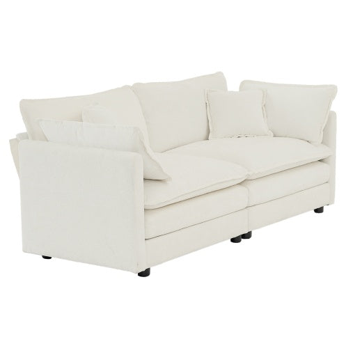 White Fabric Loveseat Sofa
