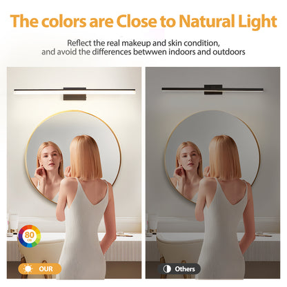 39 Inch Modern LED Bathroom Vanity Light -Sleek Black Metal Wall Light For Mirror, Dressing Room Or Sink Area