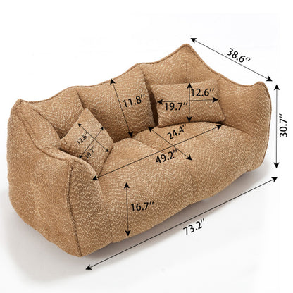 Komprimierter Plüsch-Sitzsack-Sofa-Couch – Mit hochfestem Schaumstoff gefüllt, ultra-weicher Bouclé-Liegestuhl für eine oder zwei Personen, gemütliche Sitzgelegenheit im Wohnzimmer zum Lesen, Spielen und Entspannen, platzsparend vakuumverpackt