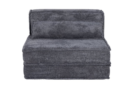 Kompressions-Mahjong-Sofa, umklappbares Boden-Sofabett, DIY knochenloses modulares Sektionssofa, keine Montage erforderlich, Kreis-Fleece-Stoff, überdimensioniertes Einzelsofa mit 1 Kissen, Dunkelgrau
