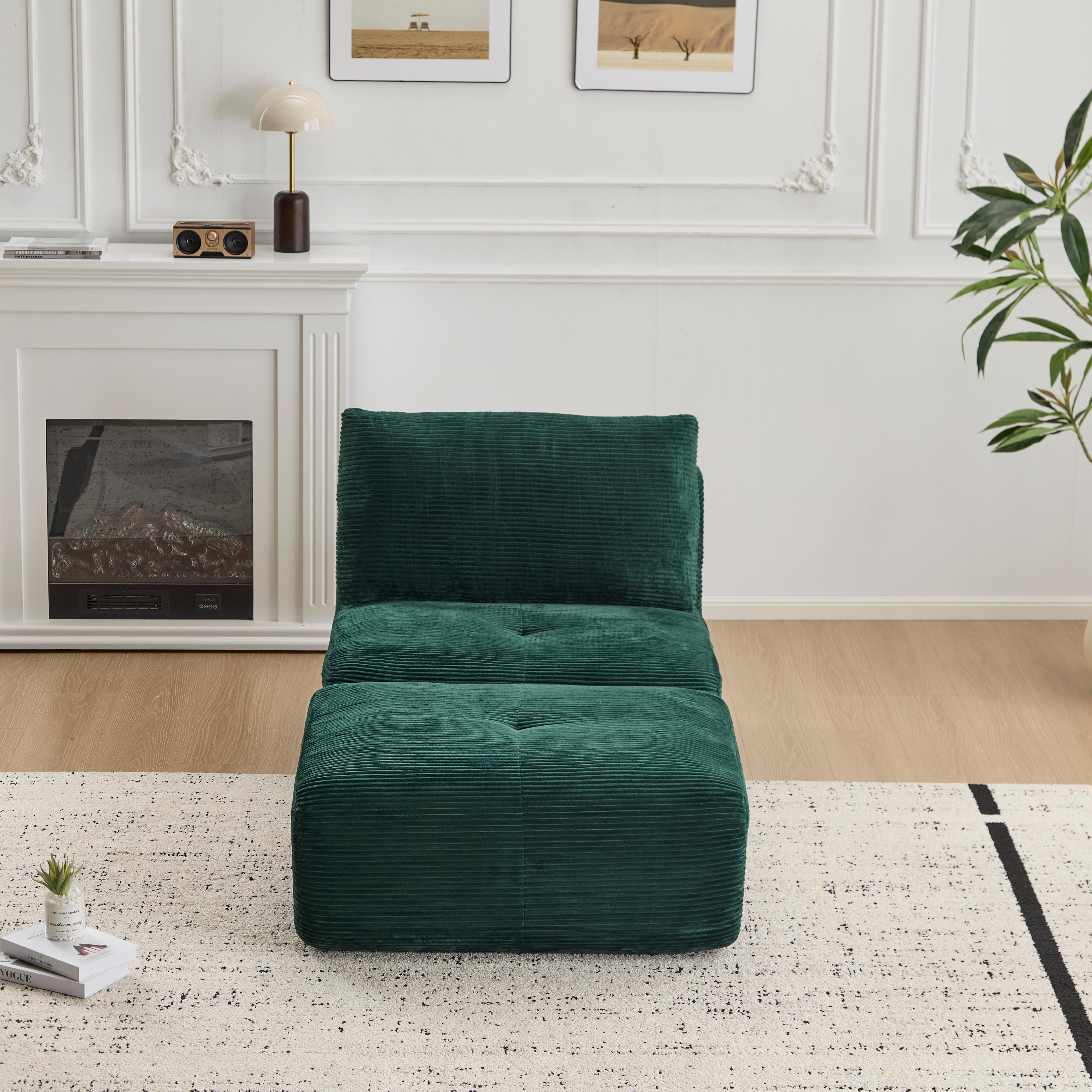Green Corduroy Chaise Sofa