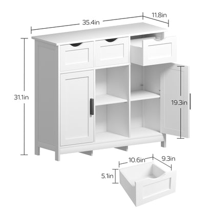 Schränke mit Schubladen und Regalen, Wohnzimmer, Schlafzimmer, Badezimmer Dekor-Schränke Möbel Heimdekoration - Weiß