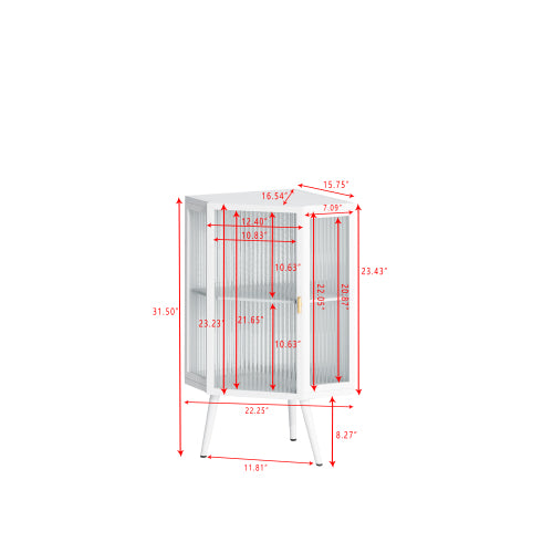 Floor Conical Cabinet With Tempered Glass Door And Storage Shelves, Suitable For Bathroom, Living Room, Bedroom