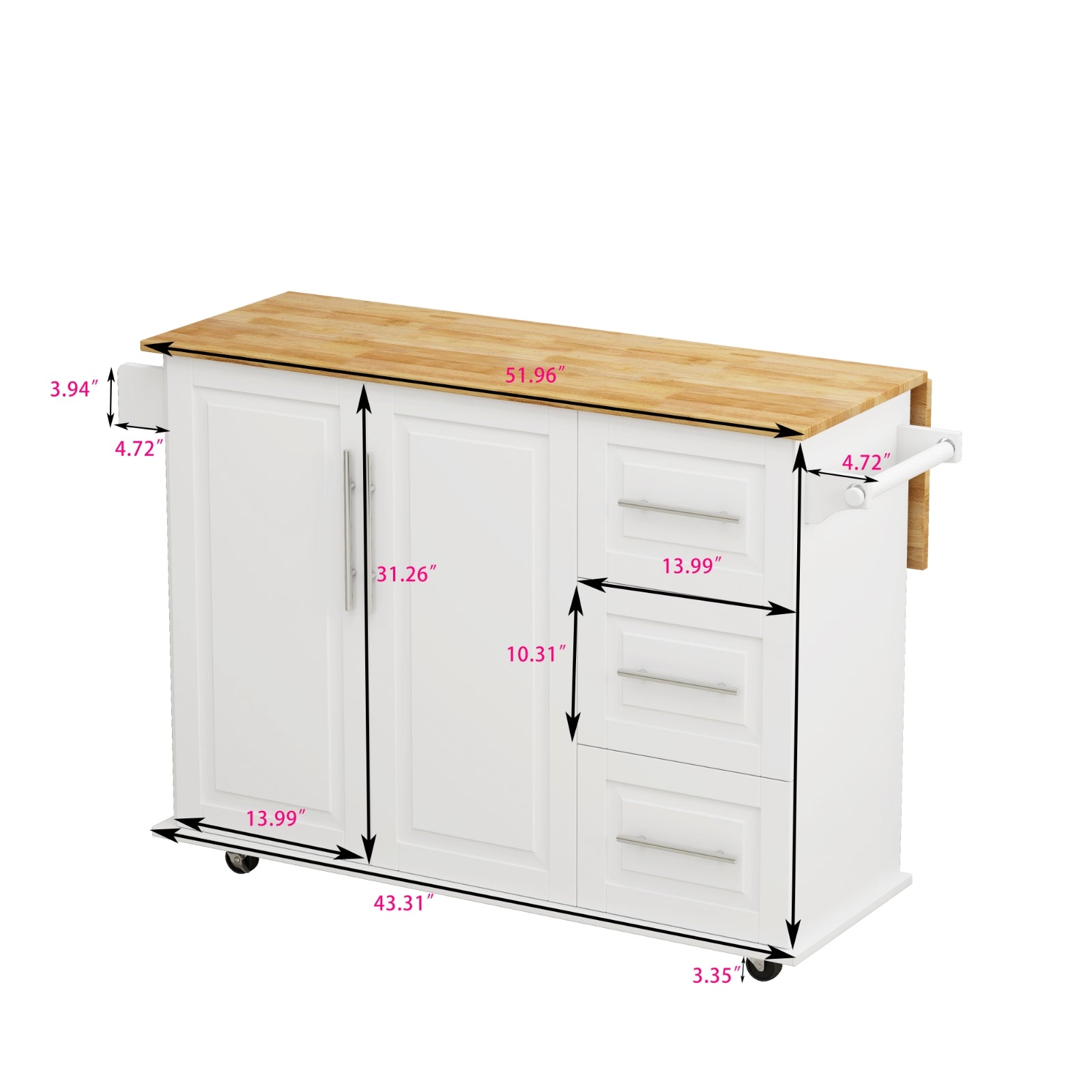 Black Rolling Kitchen Island