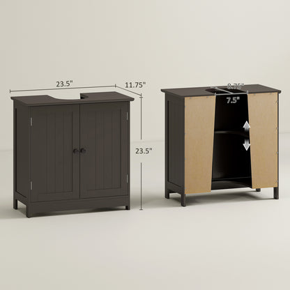 Badezimmer-Waschbeckenunterschrank, Unterschrank für das Badezimmer mit 2 Türen und einstellbarem Regal, Kaffee