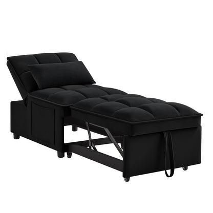 4-in-1 Multifunktions-Einzelsofa-Bett mit Stauraumtaschen, Gepolstertes Einzel-Auszug-Sofa-Bett mit verstellbarer