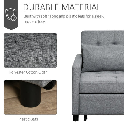 Convertible Chair Bed Grey Sofa Bed Multi-Functional Sleeper Ottoman Recliner Adjustable Backrest